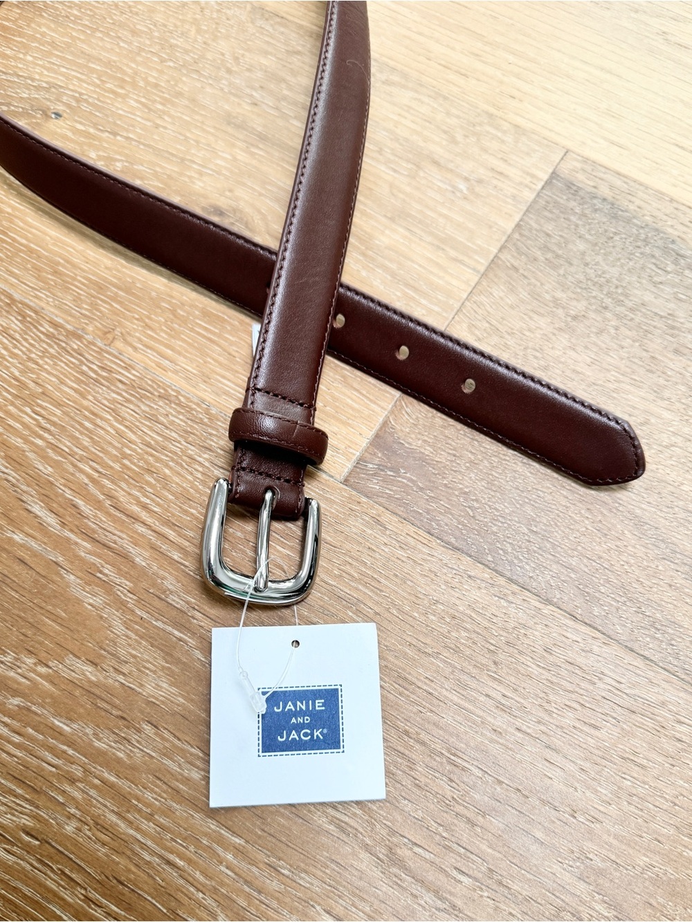 NWT Janie and Jack Brown Leather Belt Metal Buckle Fits 26-29” Waist
